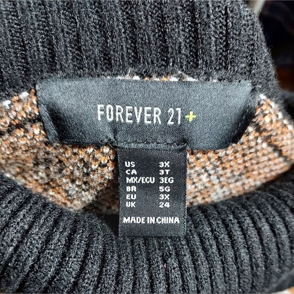 Forever 21+ Womens Plus Size 3X Fair Isle Sweater Mock Neck Dress Tunic - Picture 6 of 6